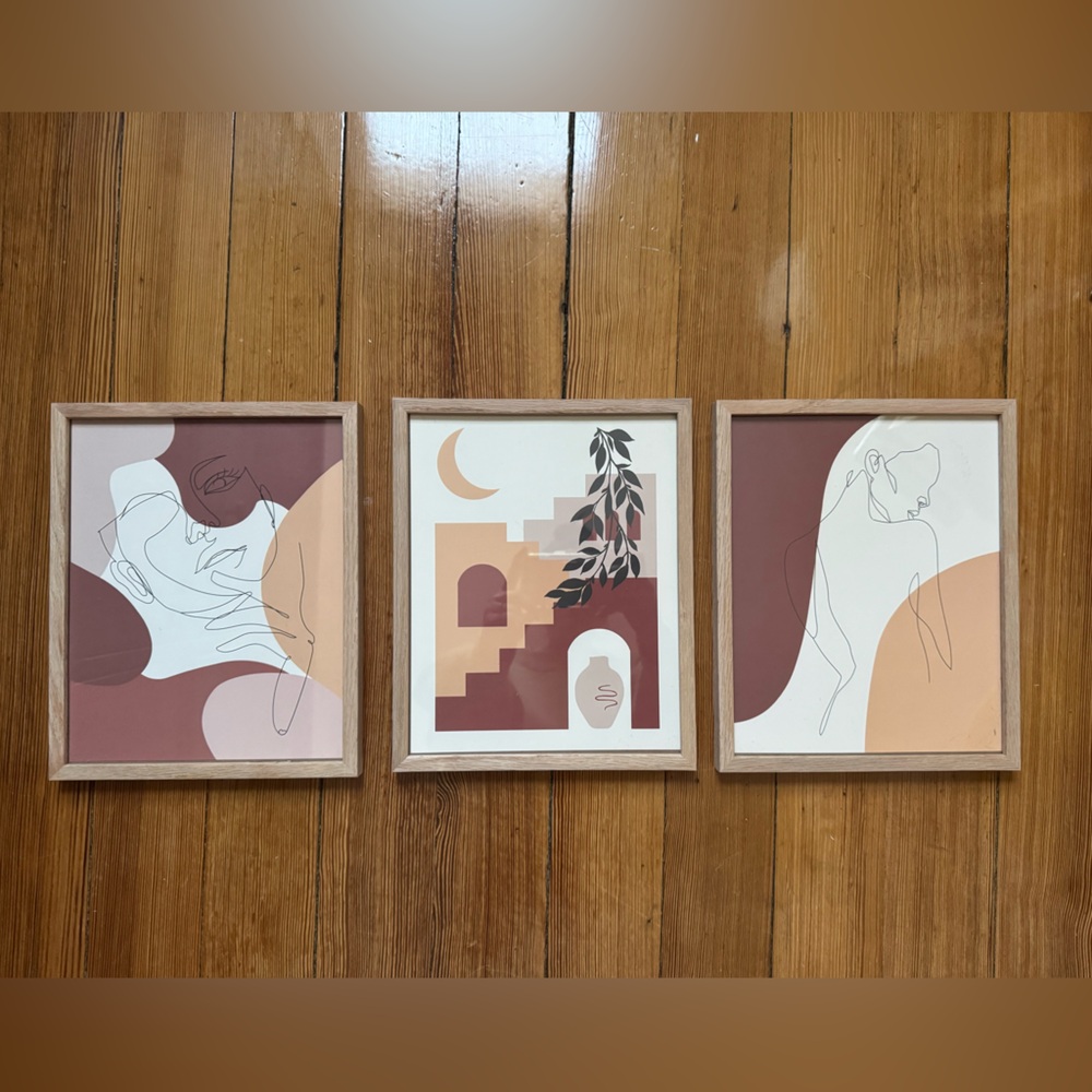 Boho Abstract Line Art Set in Earth Tones (Set of 3) 10.5in by 8.5in
